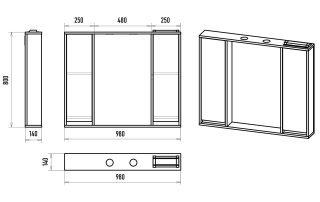 Зеркальный шкаф с подсветкой Brevita Balaton BAL-04100-03-01 100см белый/бежевый