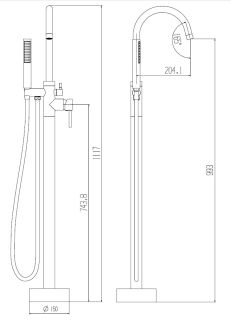 Смеситель для ванны ESKO F1 хром