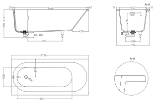 Ванна из искусственного камня Salini Ornella S-Stone 102322MRF 180x80см RAL полностью