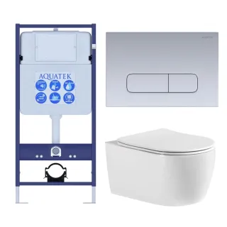 Комплект SET AQUATEK ЕВРОПА cmp014 унитаз с инсталляцией кнопкой и сиденьем микролифт