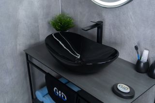 Раковина Gid BL9811 53349 накладная черная глянцевая 61x37x15