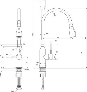 Смеситель для кухни Lemark Expert LM5082S-Violet с гибким поворотным изливом хром/фиолетовый