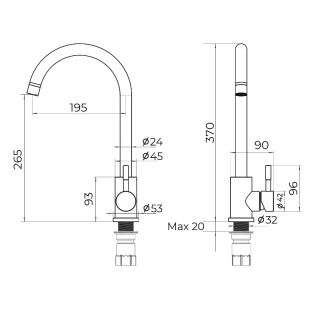 Смеситель для кухни Knotlor SS-01, сатин