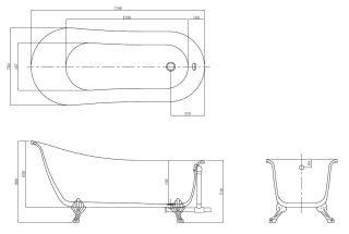 Акриловая ванна AZARIO CARDIFF CAR17076 1700x760x800