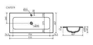 Раковина Ceramicanova Grace CN7019 90 см белый