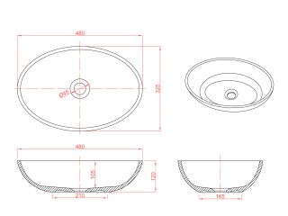 Раковина Montebianco Conca 12093 48 см белый матовый