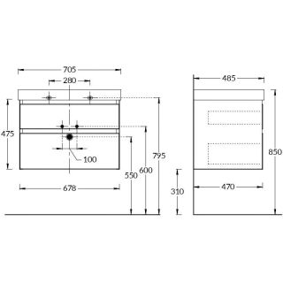 Тумба под раковину Kerama Marazzi Cubo CUB.70.2\WHT.M 70 см белый матовый