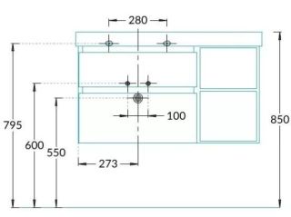 Тумба под раковину Kerama Marazzi Cubo CUB.90.2Lh\LIM.N левая 90 см лимо матовый/структурированный орех