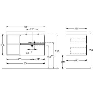 Тумба под раковину Kerama Marazzi Cubo CUB.90Rh\LIM правая 90 см лимо матовый/древесина