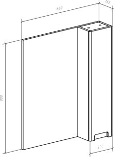 Зеркало-шкаф Bellezza Пегас 70см правый чёрный 00000008052