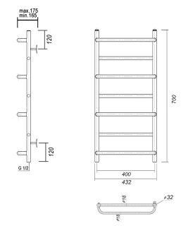 Полотенцесушитель водяной Domoterm Орфей П7 400x700 хром