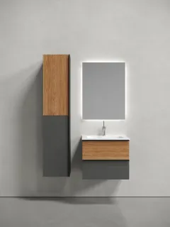 Подвесная тумба под раковину Sancos Delta DL60GR 60см дуб красный/графит