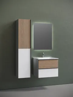 Подвесная тумба под раковину Sancos Delta DL60W 60см дуб светлый/белый