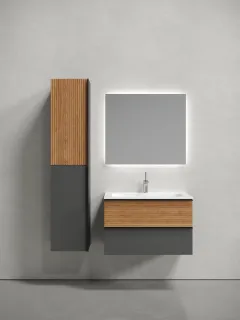 Подвесная тумба под раковину Sancos Delta DL80GR 80см дуб красный/графит