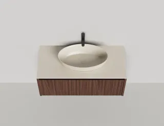 Подвесная тумба Salini Domino 27D210F 100см шпон/фрезерованный фасад