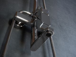 Смеситель для ванны и душа Laguraty 7003 с лейкой чёрный матовый