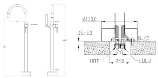 Напольный смеситель для ванны Boheme Uno 469-NB никель брашированный