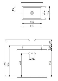 Раковина Berges EGO SL 181029 55см антрацит матовый