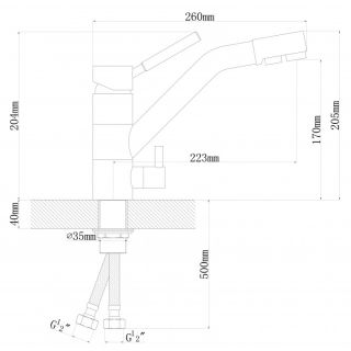 Смеситель для кухни Dr. Gans Дуэт с подключением к фильтру терракота