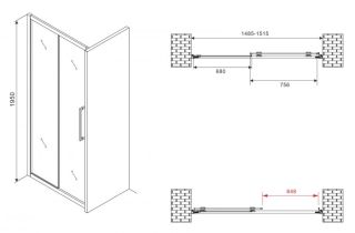 Душевая дверь ABBER Schwarzer Diamant AG30150BMH 150см чёрный