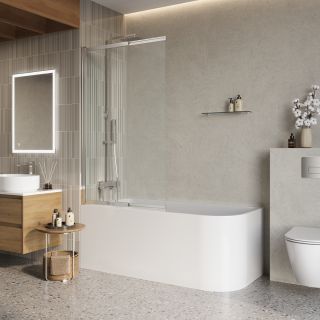 Душевая шторка на ванну BelBagno LUCE-VF-11-80/145-C-Cr хром