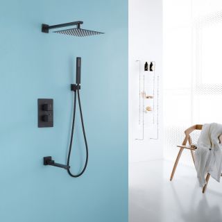 Душевая система ABBER Daheim с термостатом чёрный матовый AF8250B