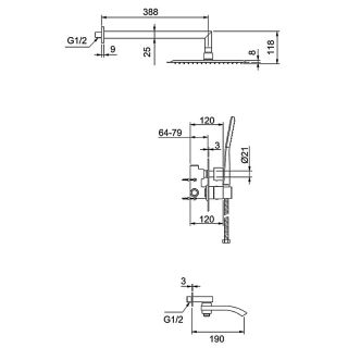 Душевой комплект с термостатом Gappo G7107-4 хром