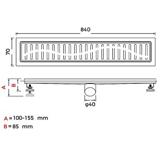 Душевой лоток Gappo G88007-39 80 см оружейная сталь