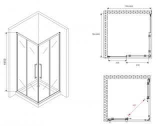 Душевой уголок ABBER Schwarzer Diamant AG02080BMH 80x80см чёрный
