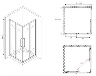 Душевой уголок ABBER Schwarzer Diamant AG02100BMH 100x100см чёрный