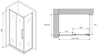 Душевой уголок ABBER Schwarzer Diamant AG30120MH-S80M 120x80см хром