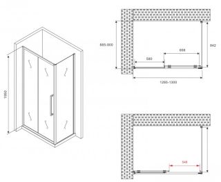 Душевой уголок ABBER Schwarzer Diamant AG30130BMH-S90BM 130x90см чёрный