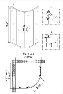 Душевой уголок Niagara NG-6407-08 GOLD 100x100см золото/прозрачное