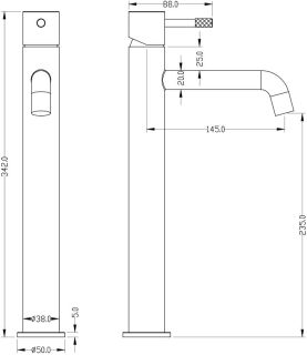 Смеситель для накладной раковины Boheme Uno чёрный 462-B