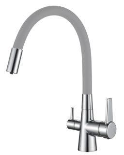 Смеситель для кухни Haiba HB76858-3 с подключением фильтра питьевой воды пепельный