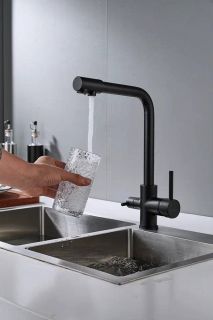 Смеситель для кухни Shevanik S328H с подключением фильтра чёрный