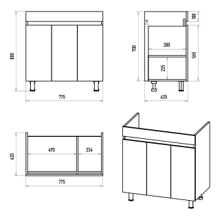 Напольная тумба под раковину Misty Енисей 80см белый