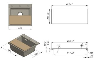 Мойка кухонная Granula 75201, БАЗАЛЬТ