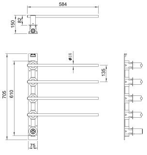 Полотенцесушитель электрический встраиваемый Wonzon & Woghand Dortmund WW-A364-BG 58x61 см с внутренней частью брашированное золото