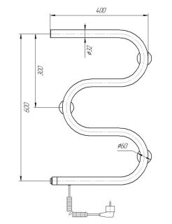 Полотенцесушитель электрический Domoterm DMT 107-32 60x40 EK L хром