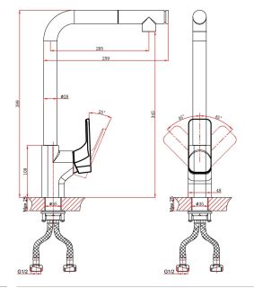 Смеситель для кухни DQ Berlin.Freie DA1432501 с выдвижной лейкой хром