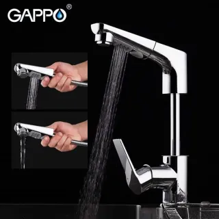 Смеситель для раковины с выдвижным изливом Gappo G1299 хром