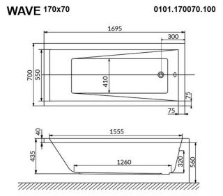 Гидромассажная ванна Whitecross Wave 0101.170070.100.SOFT.BR 170x70см Soft бронза