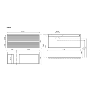 Тумба подвесная под раковину Sancos Folk FL120LGS левая 120 см Grey soft