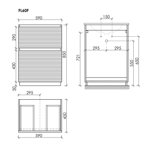 Тумба напольная под раковину Sancos Folk Floor FL60FGS 60 см Grey soft
