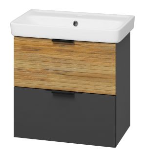 Подвесная тумба под раковину Misty Форест 60см дуб Вотан/антрацит