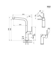 Смеситель для кухни Granula 9502, НЕРЖ Нерж