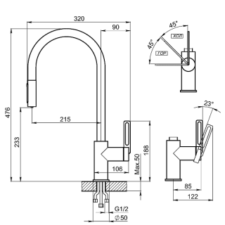 Смеситель для кухни Granula 8168, АЛЮМИНИУМ Алюминиум