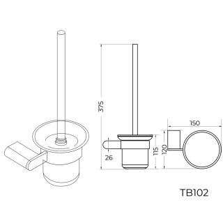 Ершик для унитаза Knotlor TB102BS, сатин