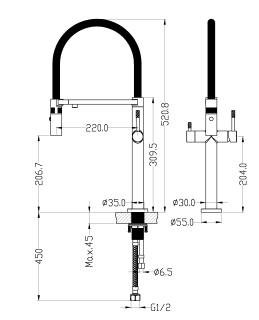 Смеситель для кухни Boheme Uno 115-CR с краном для питьевой воды хром